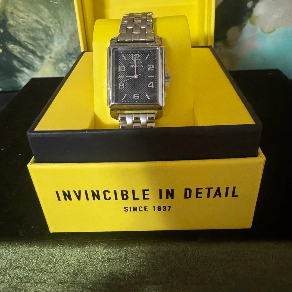 Invicta Silver Watch with Black Dial